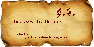 Greskovits Henrik névjegykártya